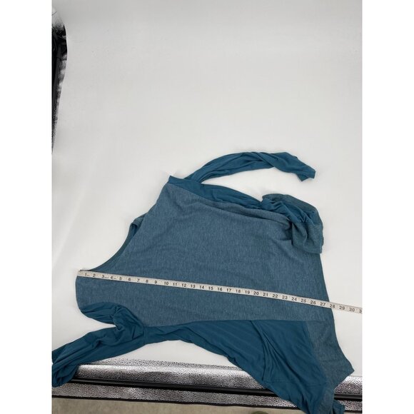 LOGO Lori Goldstein Womens Large Long Sleeve Teal Tunic Top Lagenlook Pockets - Picture 7 of 8